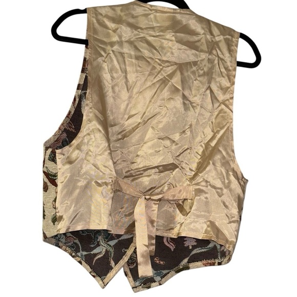 Vintage Facets Cherub Santa Christmas Holiday Vest Tan Women’s M Tree 90’a Y2K - Picture 3 of 15